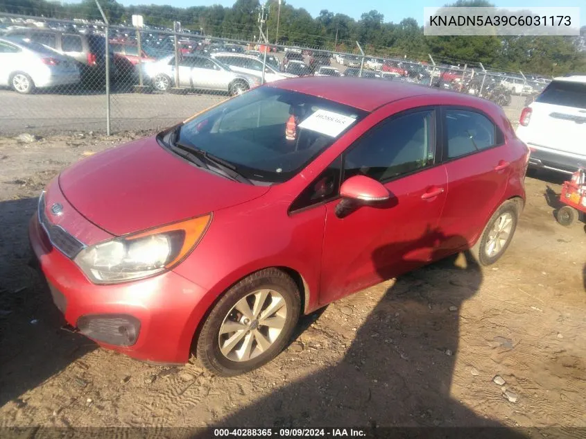 2012 Kia Rio5 Ex VIN: KNADN5A39C6031173 Lot: 40288365