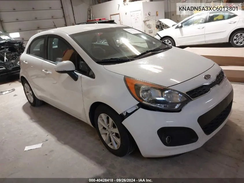 2012 Kia Rio5 Ex VIN: KNADN5A3XC6013801 Lot: 40428418