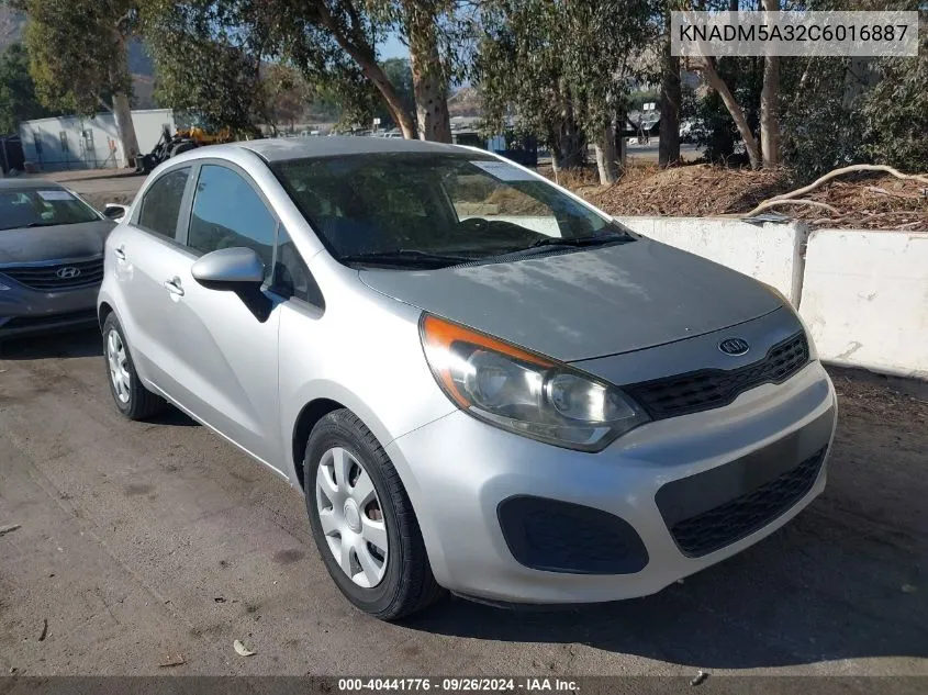 2012 Kia Rio5 Lx VIN: KNADM5A32C6016887 Lot: 40441776