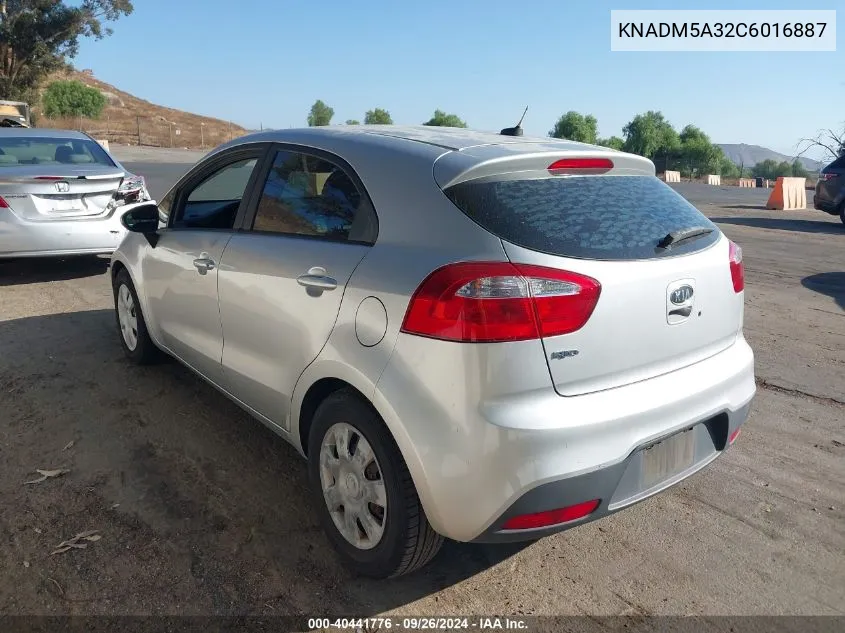 2012 Kia Rio5 Lx VIN: KNADM5A32C6016887 Lot: 40441776