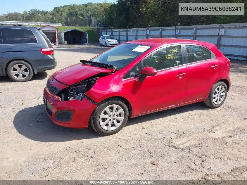 2012 Kia Rio5 Lx VIN: KNADM5A39C6038241 Lot: 40498983