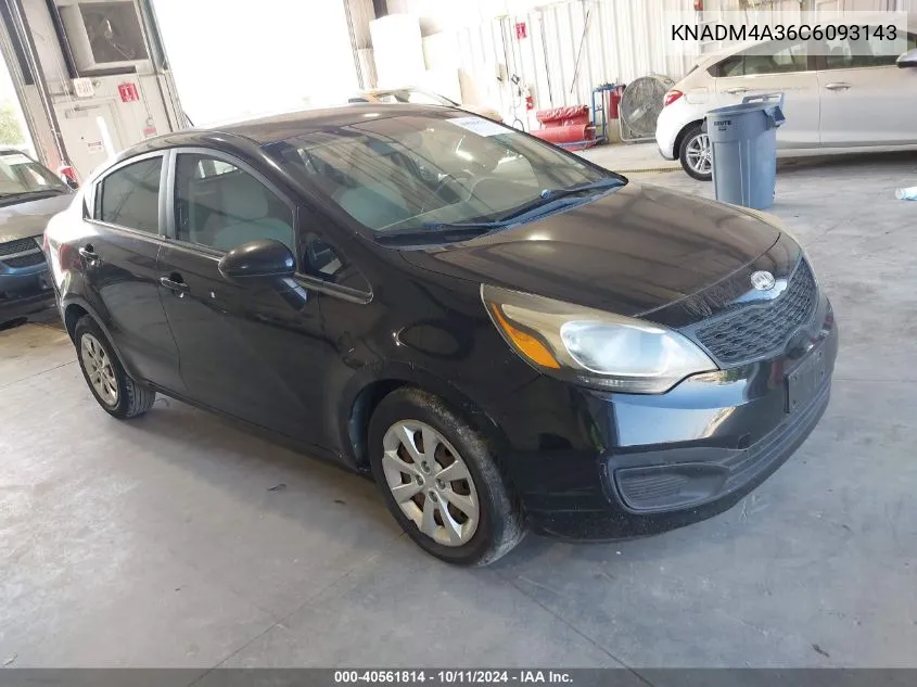 2012 Kia Rio Lx VIN: KNADM4A36C6093143 Lot: 40561814