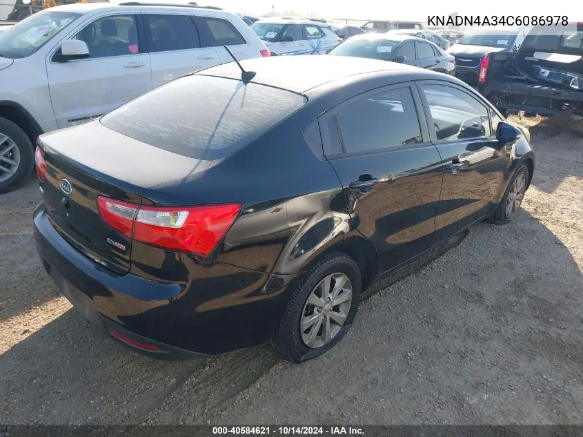 2012 Kia Rio Ex/Sx VIN: KNADN4A34C6086978 Lot: 40584621