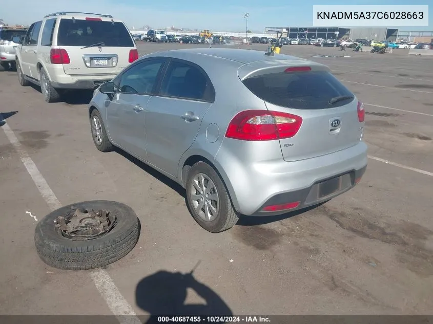 2012 Kia Rio5 Lx VIN: KNADM5A37C6028663 Lot: 40687455