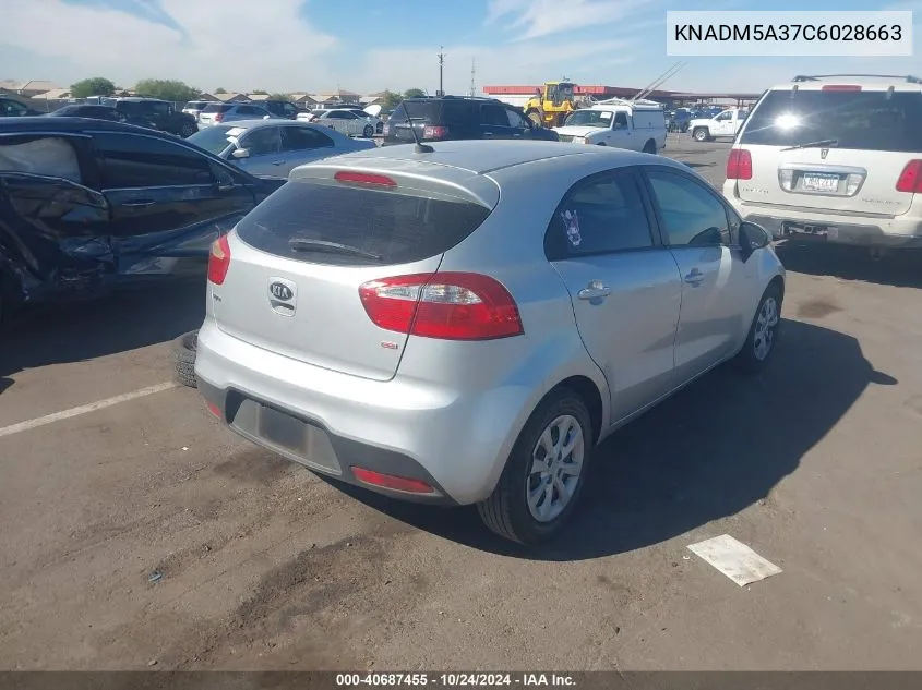 2012 Kia Rio5 Lx VIN: KNADM5A37C6028663 Lot: 40687455