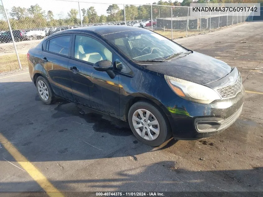 2012 Kia Rio Lx VIN: KNADM4A37C6091742 Lot: 40744375