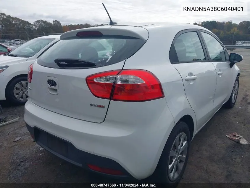 2012 Kia Rio5 Ex VIN: KNADN5A38C6040401 Lot: 40747568