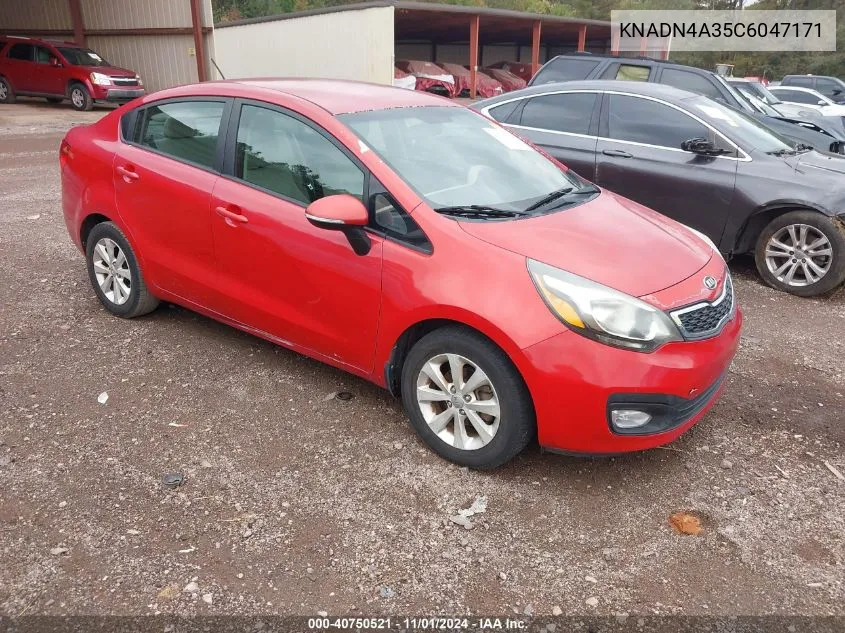 2012 Kia Rio Ex VIN: KNADN4A35C6047171 Lot: 40750521