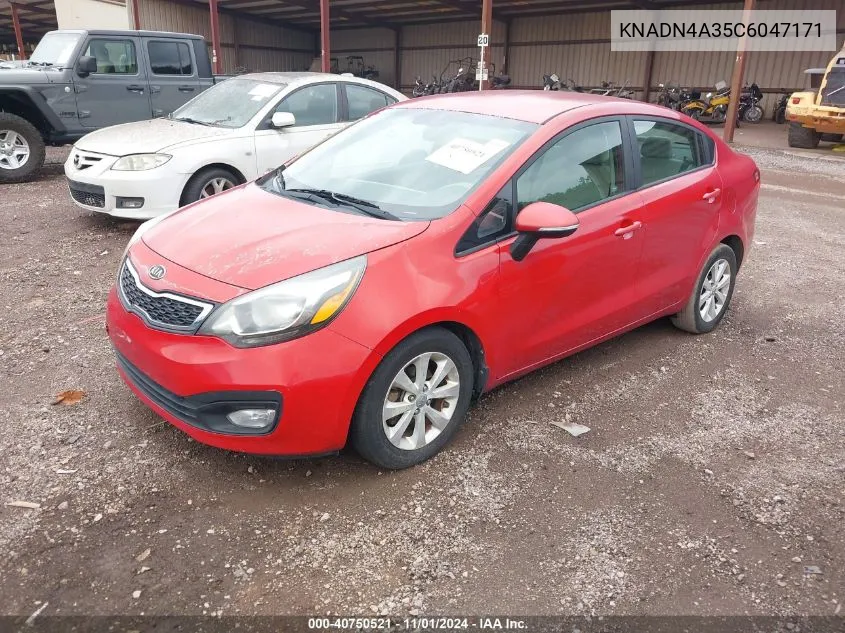 2012 Kia Rio Ex VIN: KNADN4A35C6047171 Lot: 40750521