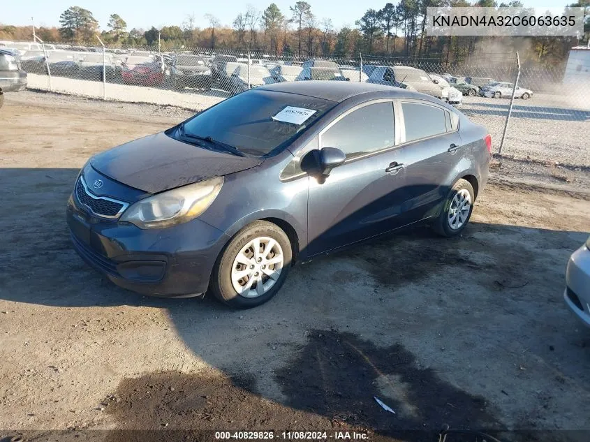 2012 Kia Rio Ex VIN: KNADN4A32C6063635 Lot: 40829826