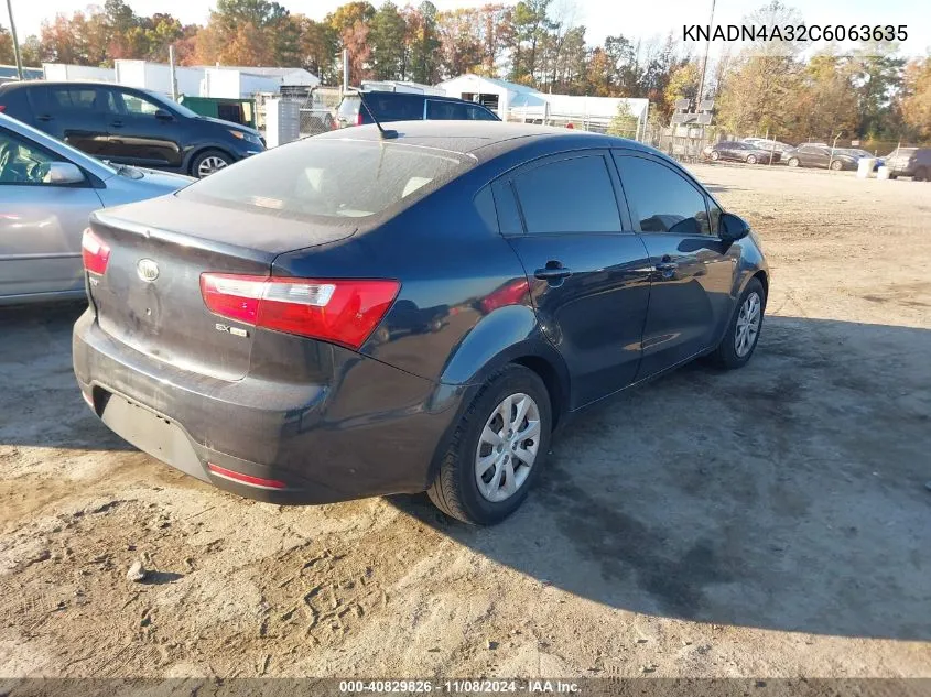 2012 Kia Rio Ex VIN: KNADN4A32C6063635 Lot: 40829826