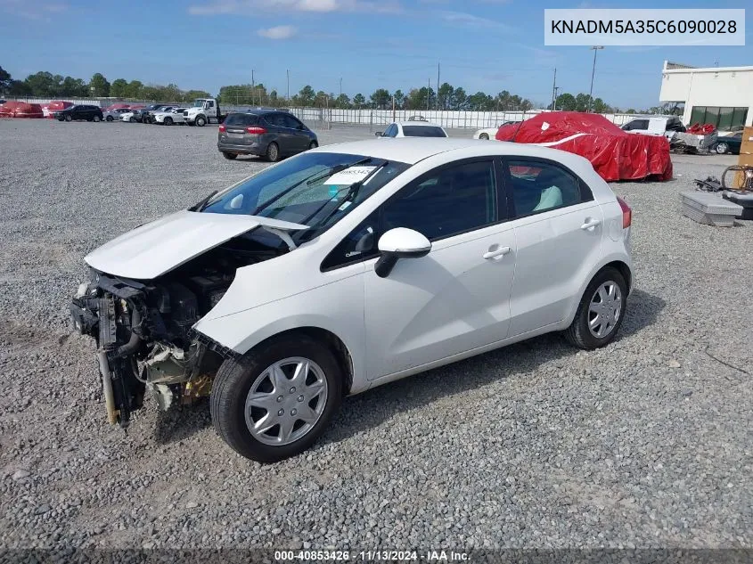 2012 Kia Rio5 Lx VIN: KNADM5A35C6090028 Lot: 40853426