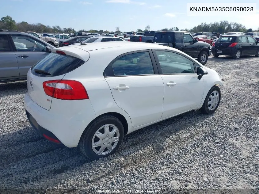 2012 Kia Rio5 Lx VIN: KNADM5A35C6090028 Lot: 40853426