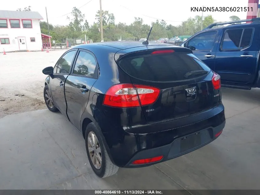 2012 Kia Rio5 Ex VIN: KNADN5A38C6021511 Lot: 40864618