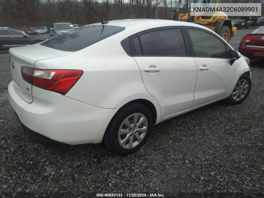 2012 Kia Rio Lx VIN: KNADM4A32C6089901 Lot: 40893133