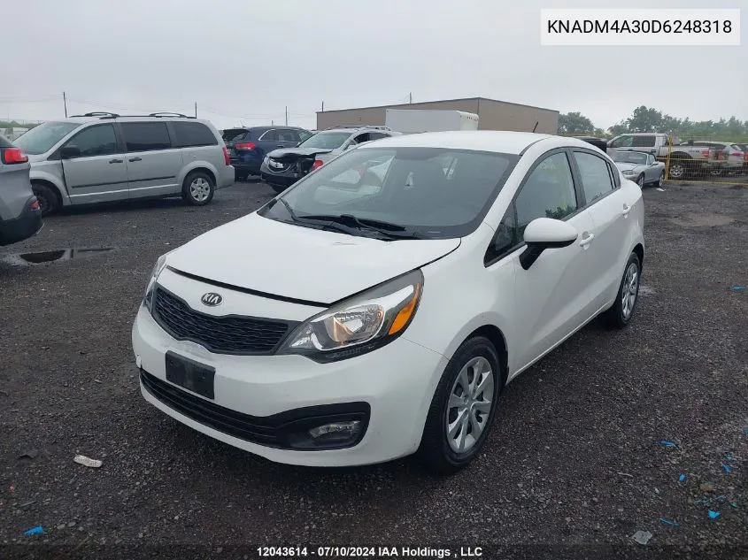 2013 Kia Rio Lx VIN: KNADM4A30D6248318 Lot: 12043614