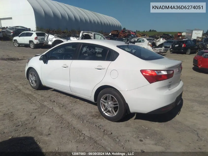 2013 Kia Rio VIN: KNADM4A36D6274051 Lot: 12087003