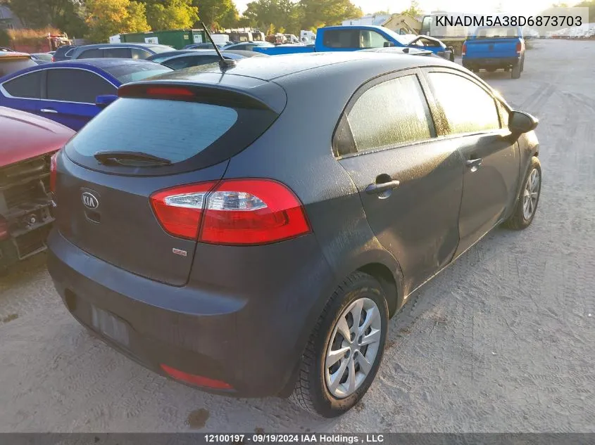 2013 Kia Rio VIN: KNADM5A38D6873703 Lot: 12100197