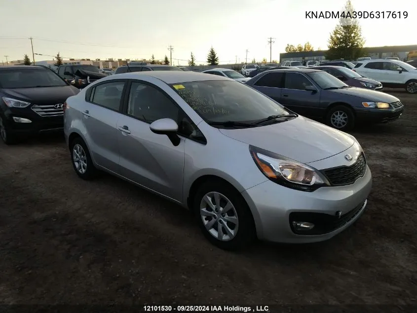 2013 Kia Rio VIN: KNADM4A39D6317619 Lot: 12101530