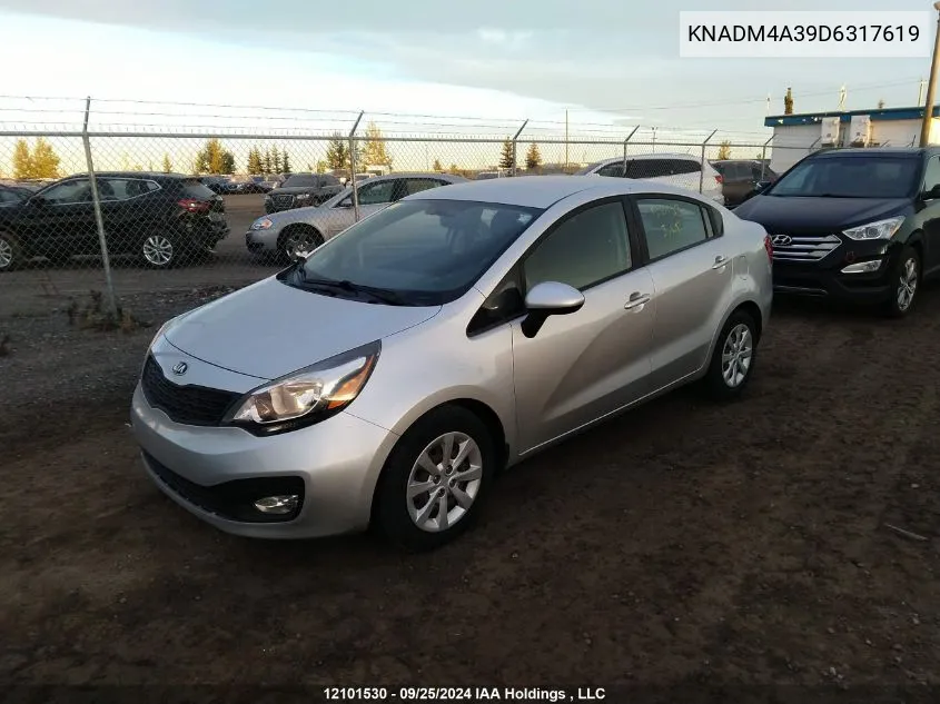 2013 Kia Rio VIN: KNADM4A39D6317619 Lot: 12101530