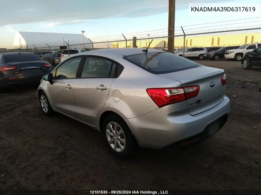 2013 Kia Rio VIN: KNADM4A39D6317619 Lot: 12101530