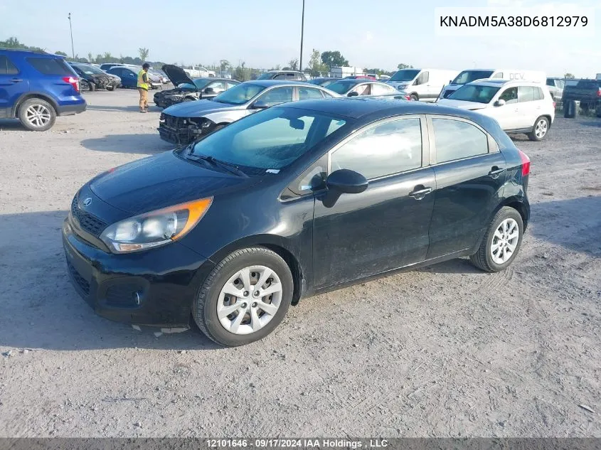 2013 Kia Rio VIN: KNADM5A38D6812979 Lot: 12101646