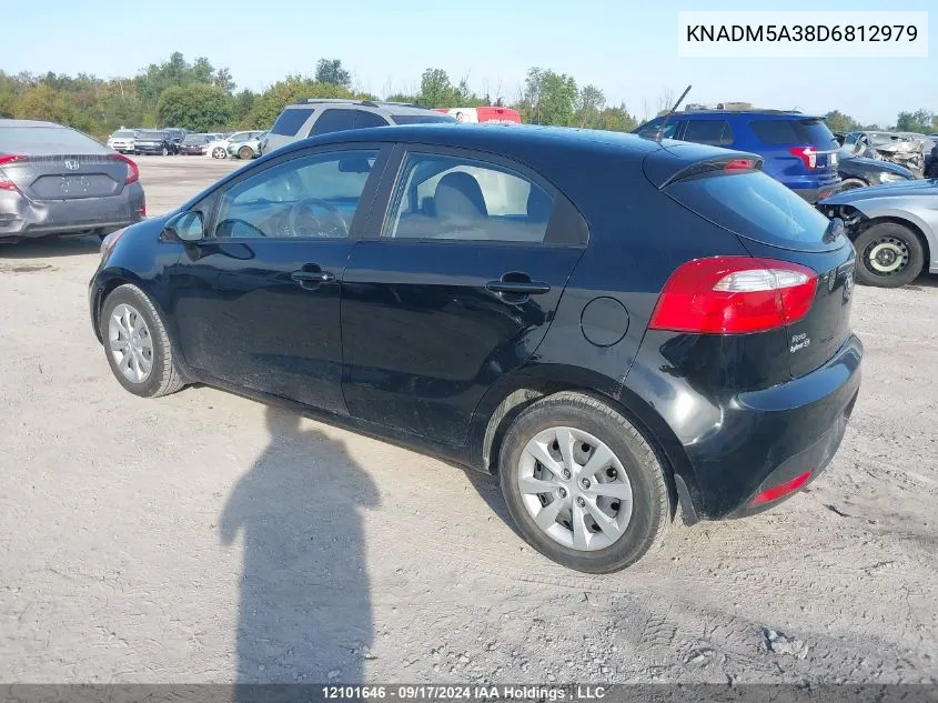 2013 Kia Rio VIN: KNADM5A38D6812979 Lot: 12101646