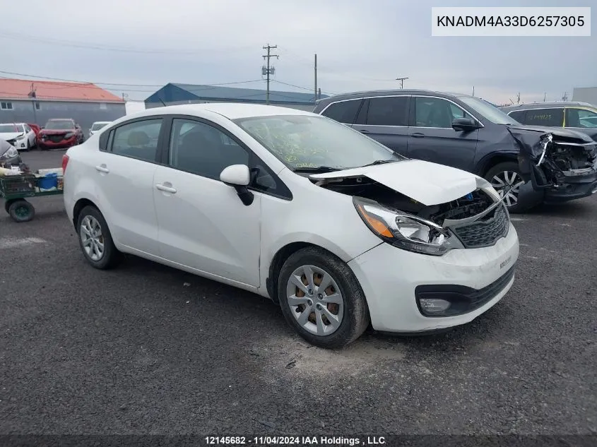 2013 Kia Rio VIN: KNADM4A33D6257305 Lot: 12145682