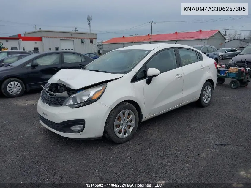 2013 Kia Rio VIN: KNADM4A33D6257305 Lot: 12145682