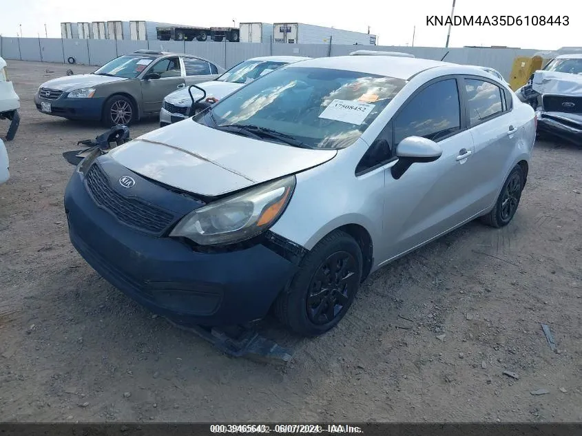 2013 Kia Rio Lx VIN: KNADM4A35D6108443 Lot: 39465643