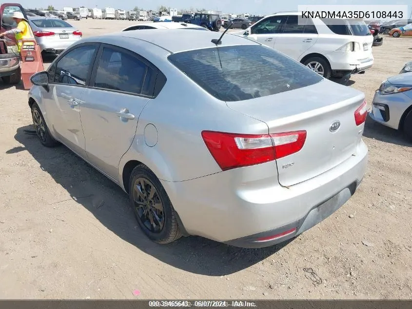 2013 Kia Rio Lx VIN: KNADM4A35D6108443 Lot: 39465643