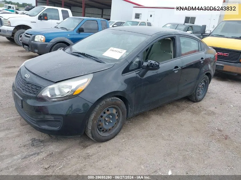 2013 Kia Rio Lx VIN: KNADM4A30D6243832 Lot: 39695260