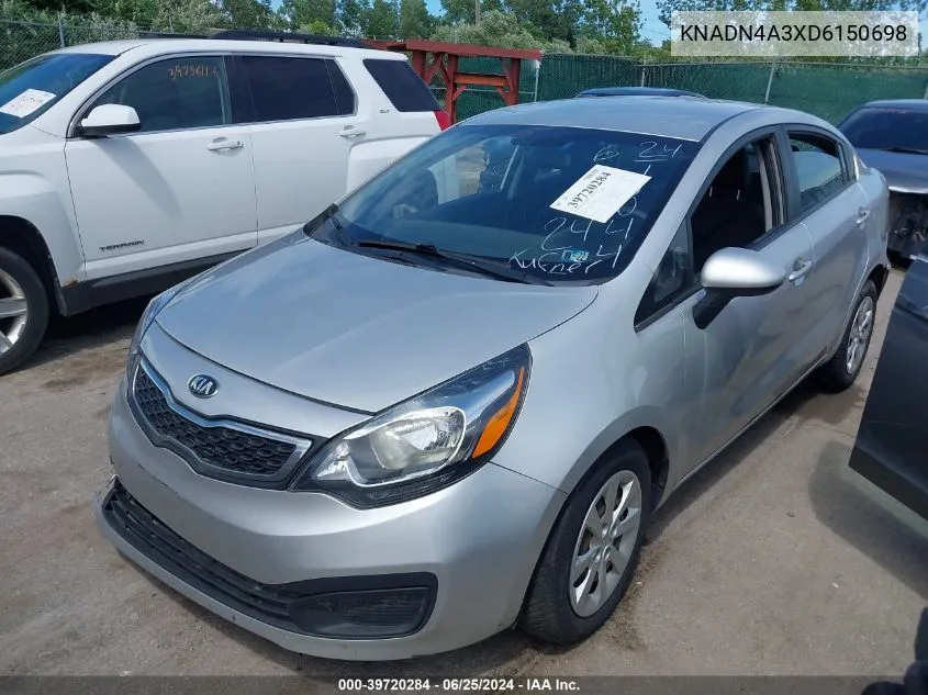 2013 Kia Rio Ex VIN: KNADN4A3XD6150698 Lot: 39720284