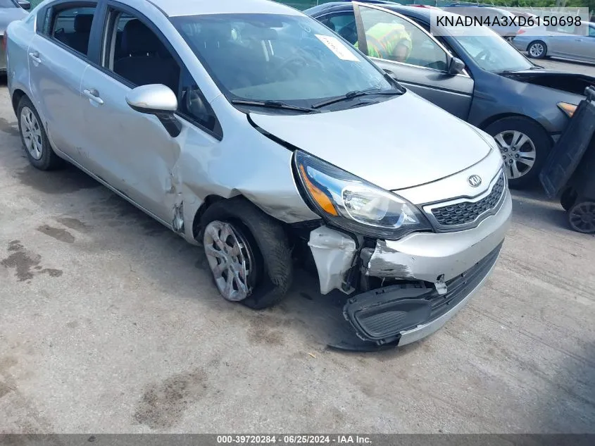 KNADN4A3XD6150698 2013 Kia Rio Ex