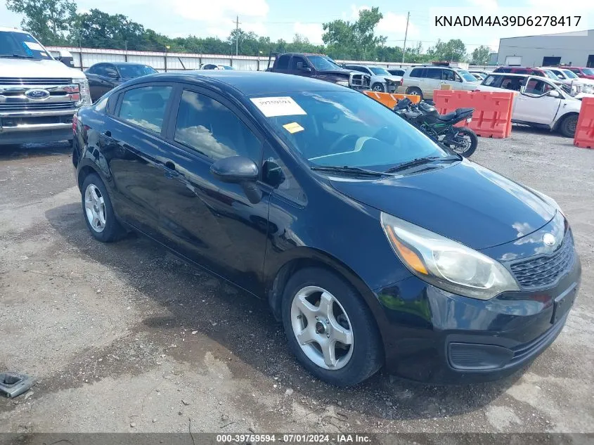 2013 Kia Rio Lx VIN: KNADM4A39D6278417 Lot: 39759594