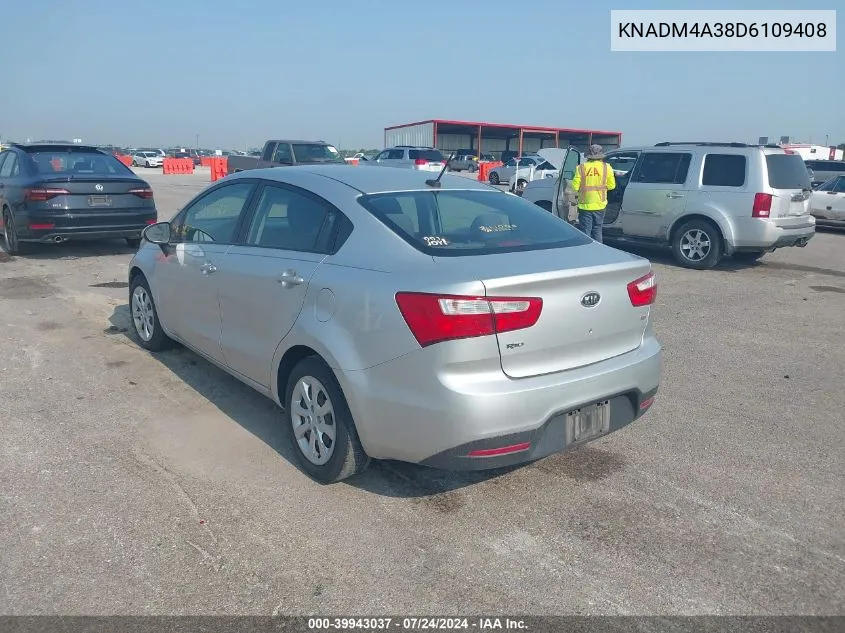 2013 Kia Rio Lx VIN: KNADM4A38D6109408 Lot: 39943037