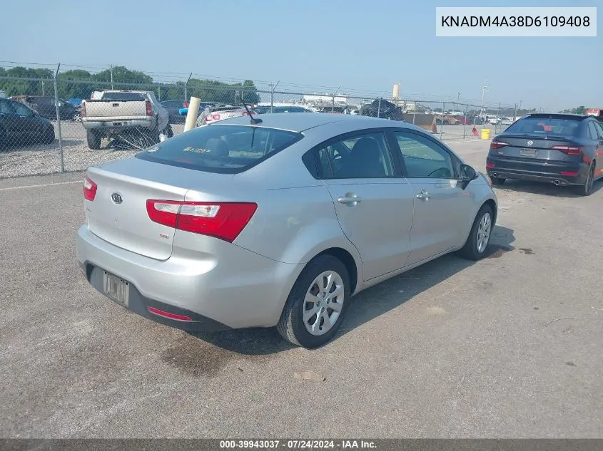 2013 Kia Rio Lx VIN: KNADM4A38D6109408 Lot: 39943037