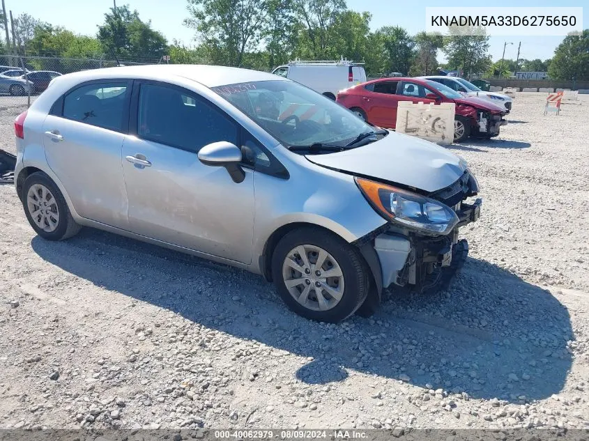 2013 Kia Rio Lx VIN: KNADM5A33D6275650 Lot: 40062979