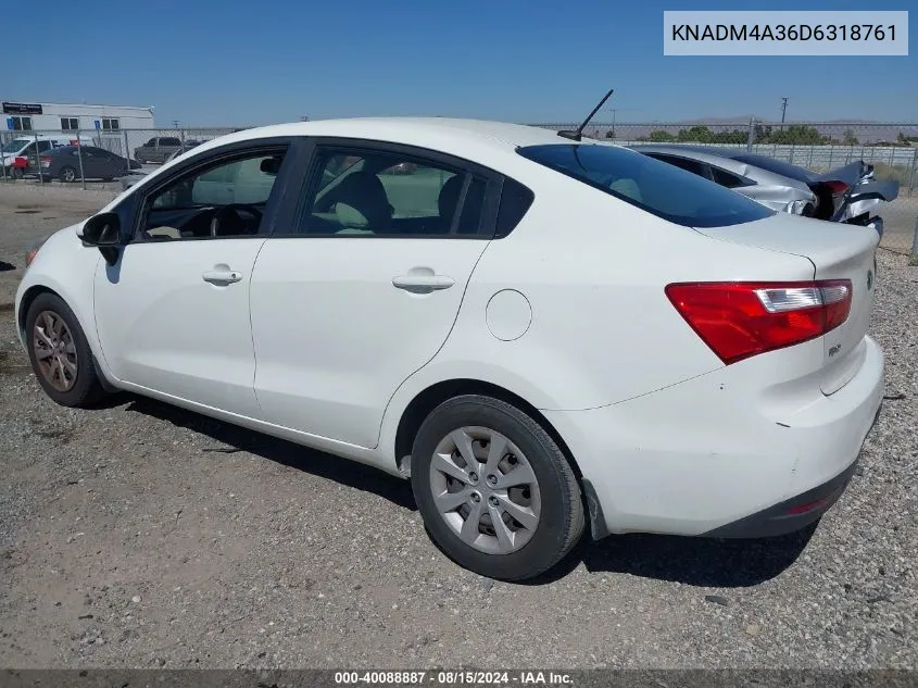 2013 Kia Rio Lx VIN: KNADM4A36D6318761 Lot: 40088887