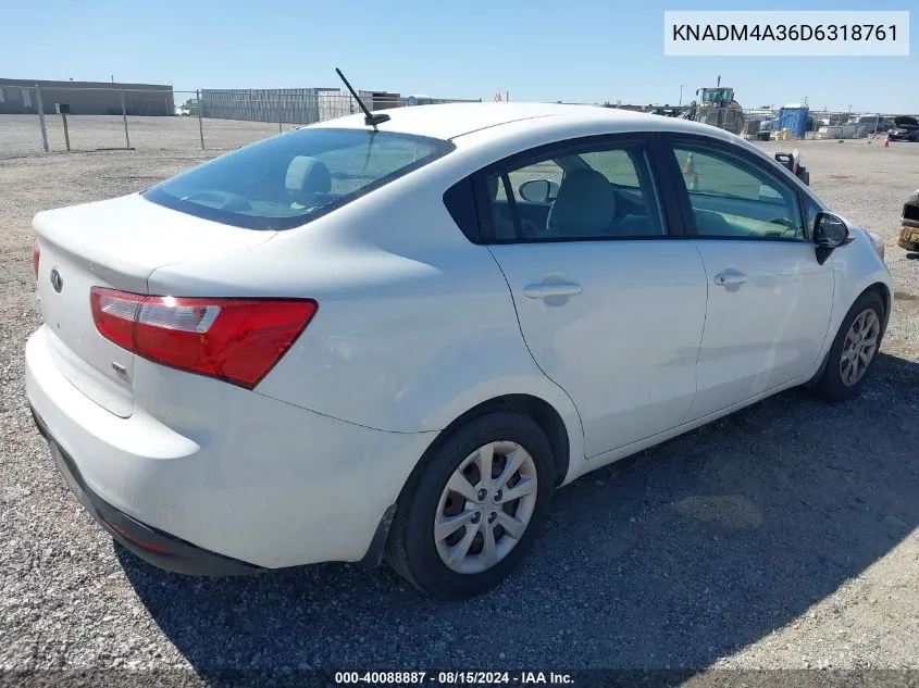 2013 Kia Rio Lx VIN: KNADM4A36D6318761 Lot: 40088887