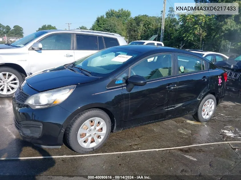 2013 Kia Rio Lx VIN: KNADM4A3XD6217433 Lot: 40090616