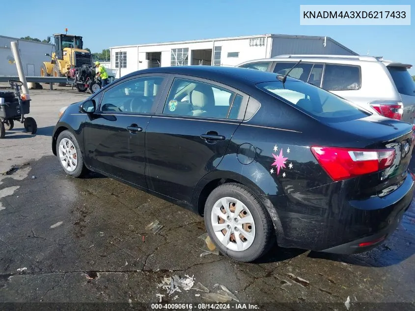 2013 Kia Rio Lx VIN: KNADM4A3XD6217433 Lot: 40090616