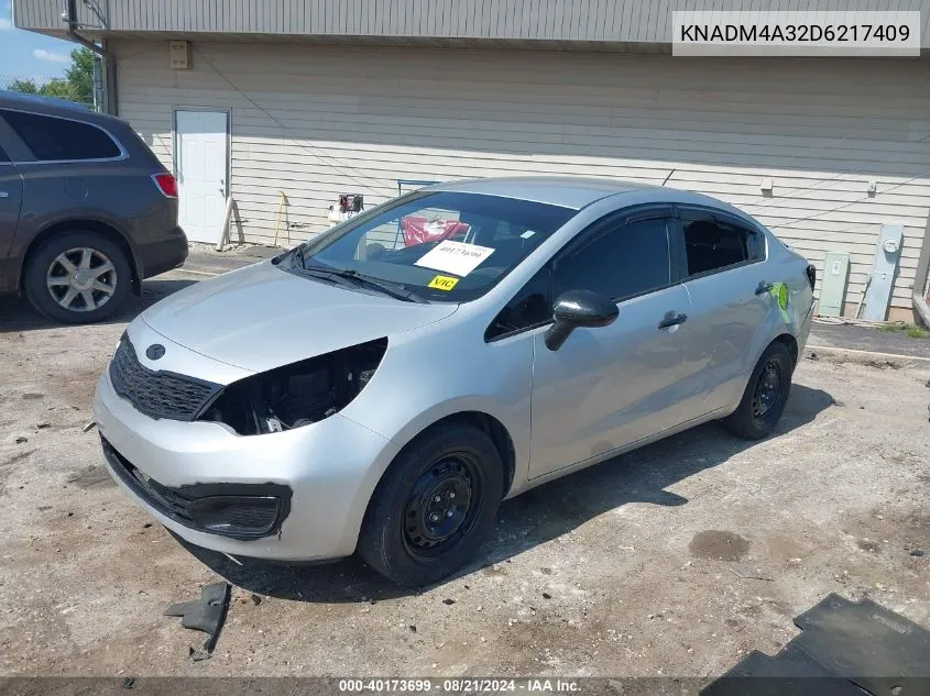 2013 Kia Rio Lx VIN: KNADM4A32D6217409 Lot: 40173699