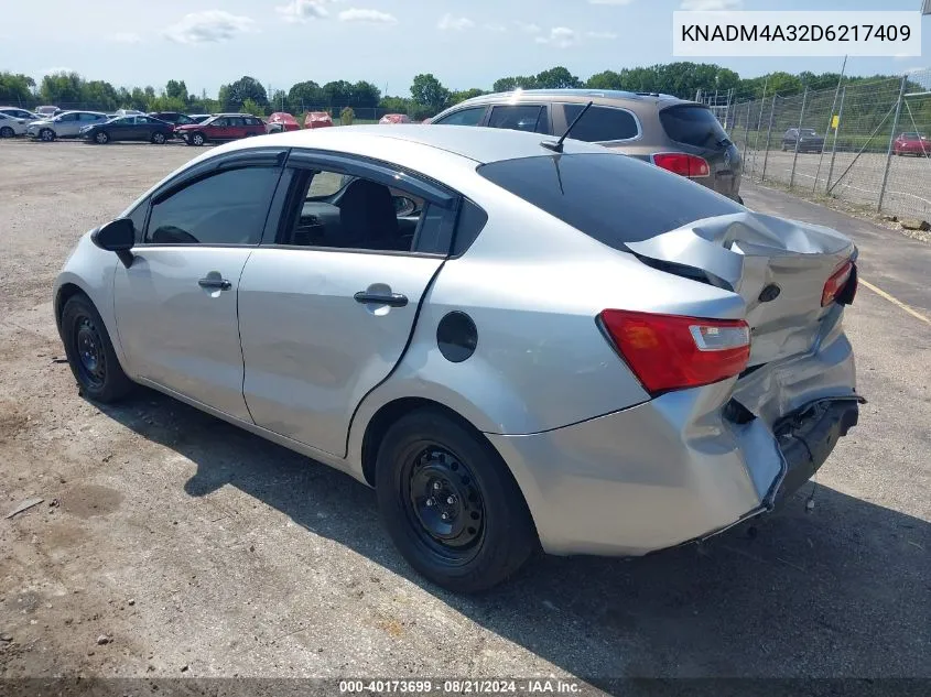 2013 Kia Rio Lx VIN: KNADM4A32D6217409 Lot: 40173699