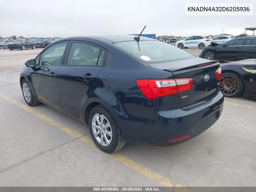 KNADN4A32D6205936 2013 Kia Rio Ex