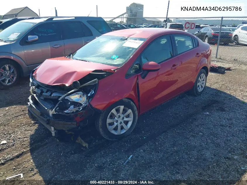 2013 Kia Rio Lx VIN: KNADM4A34D6295786 Lot: 40221433