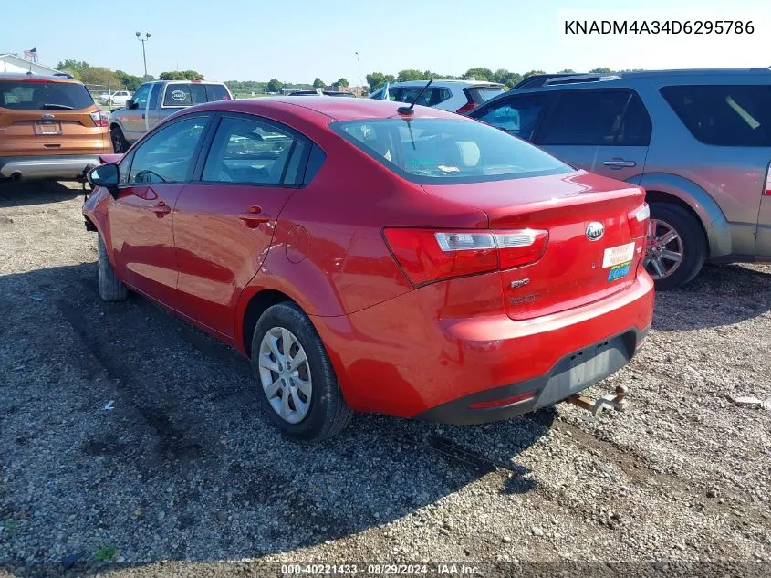 2013 Kia Rio Lx VIN: KNADM4A34D6295786 Lot: 40221433