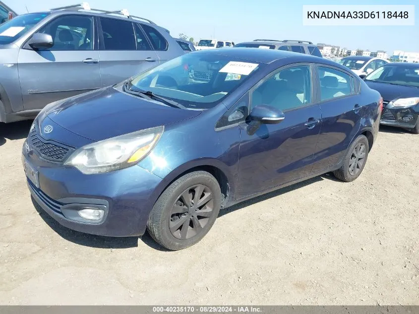 2013 Kia Rio Ex VIN: KNADN4A33D6118448 Lot: 40235170