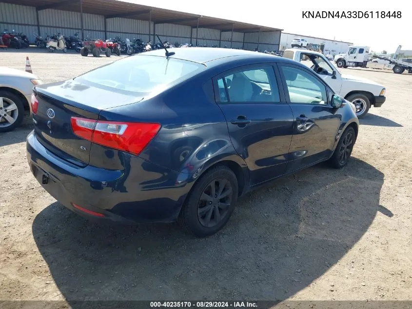 2013 Kia Rio Ex VIN: KNADN4A33D6118448 Lot: 40235170