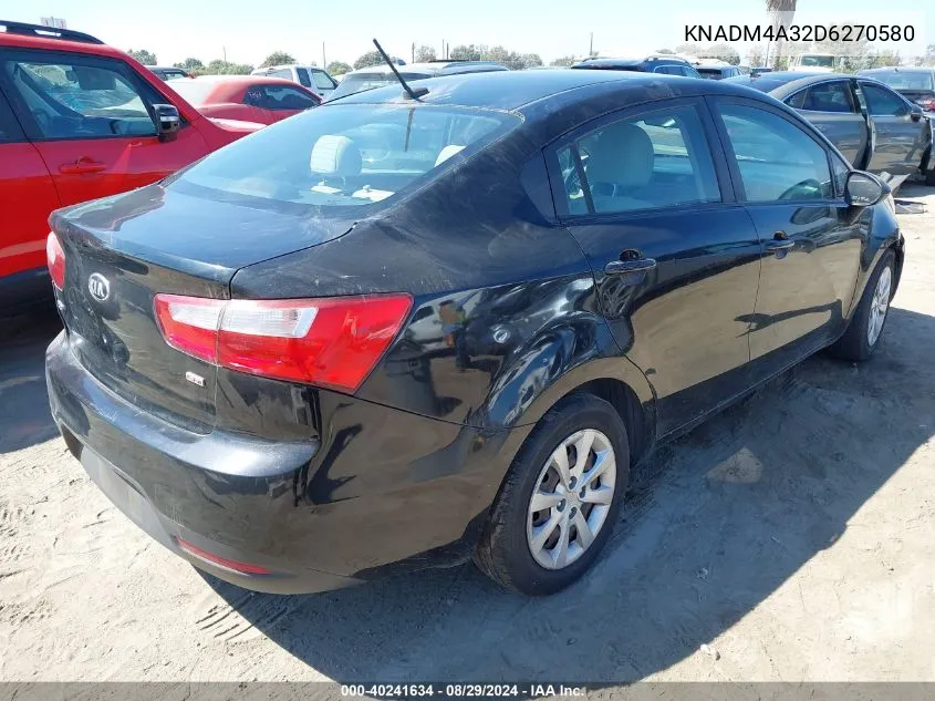 2013 Kia Rio Lx VIN: KNADM4A32D6270580 Lot: 40241634